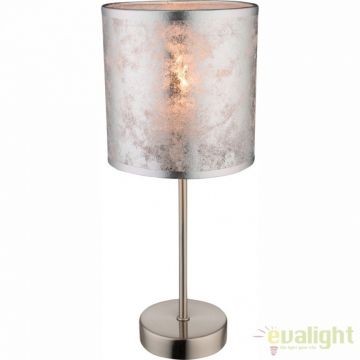 Veioza / Lampa de masa design modern argintie diam: 15cm AMY I 15188T GL