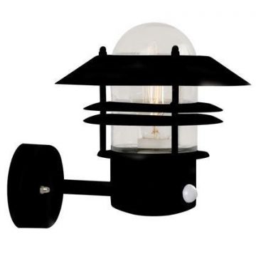 Aplica de perete exterior cu senzor IP54, Blokhus GS negru 25031003NL