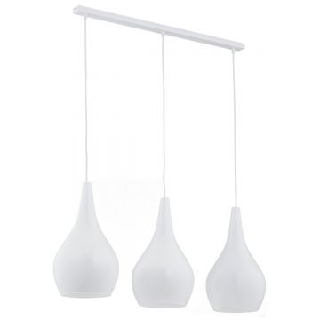 Lustra cu 3 Pendule sticla design decorativ SANTANA alba opal