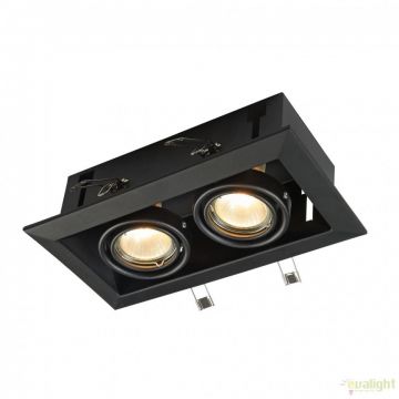 Plafoniera incastrabila cu doua spoturi Metal, negru MYDL008-2-02-B