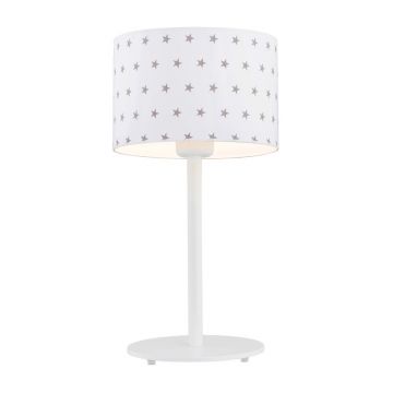 Veioza/Lampa de masa pentru camera copii MAGIC alba cu stele gri