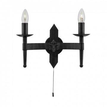 Aplica de perete stil rustic Cartwheel 2422-2BK SRT