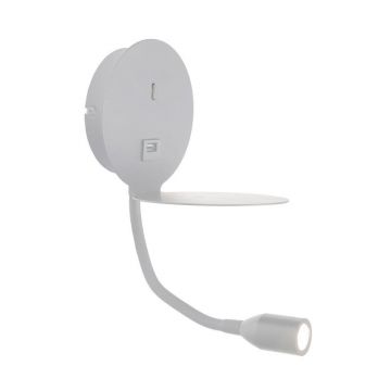 Aplica moderna cu suport, USB Charger, brat flexibil cu reader LED Hotel