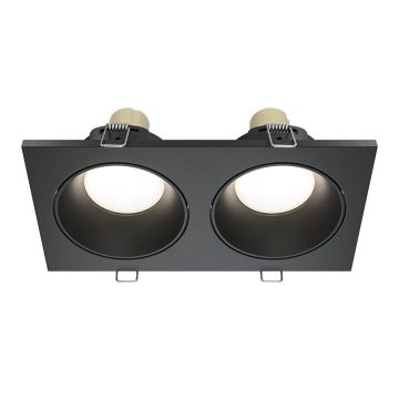 Corp incastrabil cu 2 spoturi design tehnic Zoom negru