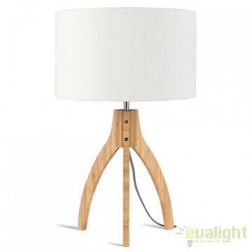 Lampa de masa cu trepied, realizata din materiale naturale, durabile si ecologice, Annapurna alb
