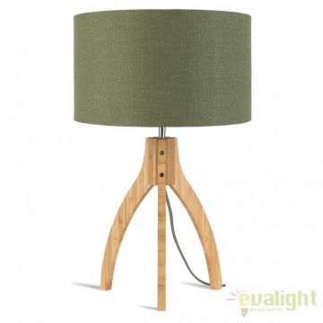 Lampa de masa cu trepied, realizata din materiale naturale, durabile si ecologice, Annapurna verde