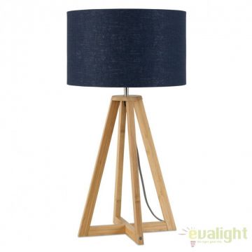 Lampa de masa realizata din materiale naturale, durabile si ecologice, EVEREST/F albastru