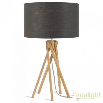 Lampa de masa realizata din materiale naturale, durabile si ecologice, KILIMANJARO/T gri inchis