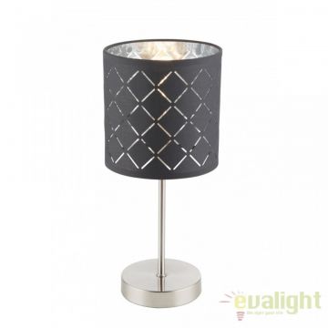 Lampa eleganta cu abajur din tesatura gri cu argintiu, Kidal 15228T GL