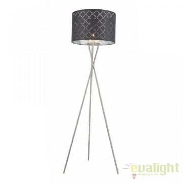 Lampadar elegant cu abajur din tesatura gri cu argintiu, Kidal 15228S1 GL