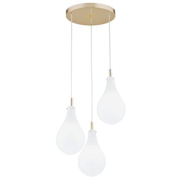 Lustra cu 3 Pendule sticla design decorativ OAKLAND alb/auriu