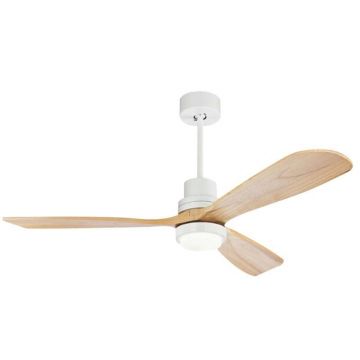 Lustra LED cu Ventilator si telecomanda Kai alb/lemn natur