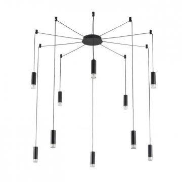 Lustra moderna cu 10 pendule de 3metri Ziko G9 negru
