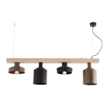 Lustra suspendata design decorativ Kinsey lemn/metal