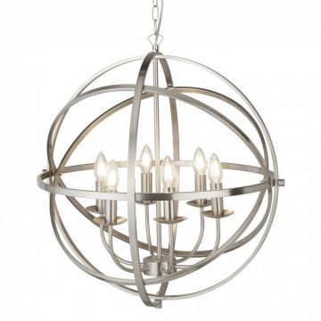 Lustra suspendata stil traditional Orbit argintiu satin 2476-6SS SRT