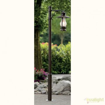 Stalp design rustic iluminat exterior din fier forjat, inaltime 236cm, AL 6667