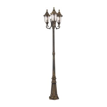 Stalp iluminat exterior cu 3 brate IP23 H112cm August AL 11-1123/3 Patina OR