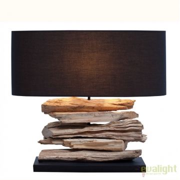 Veioza deosebita / Lampa de masa cu design rustic Treibholz Riverine II negru A-36787 VC
