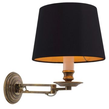 Aplica de perete cu brat articulat Eclips alama vintage/ negru