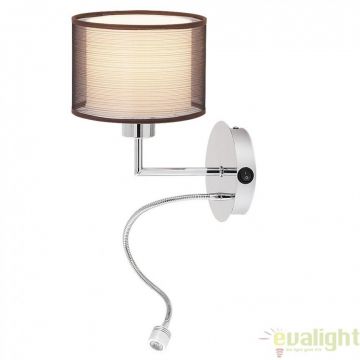Aplica de perete cu reader LED design modern, finisaj crom/ maro, Anastasia 2629 RX