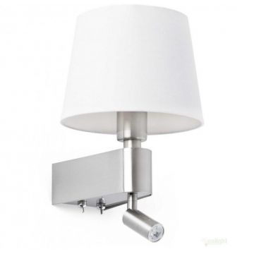 Aplica de perete moderna alba cu reader LED, ROOM 29976