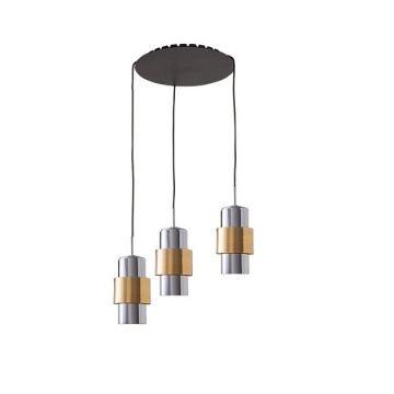 Lustra cu 3 pendule design modern Vaia crom, auriu