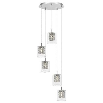 Lustra cu 5 pendule design elegant Duchess crom