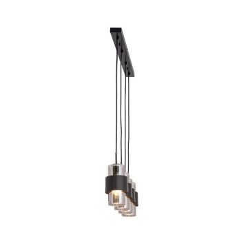 Lustra suspendata cu 4 pendule design modern Vaia crom, negru