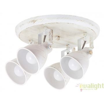 Plafoniera, Lustra cu 4 spoturi design VINTAGE, finisaj alb antic, Vivienne 5969 RX