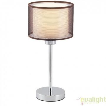 Veioza, Lampa de masa design modern, finisaj crom/ maro, diametru 18cm, Anastasia 2631 RX