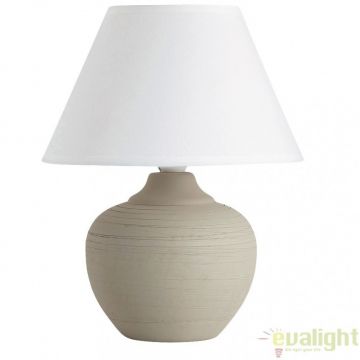 Veioza, lampa de masa din ceramica, finisaj bej/alb, diametru 20,5cm, Molly 4391 RX