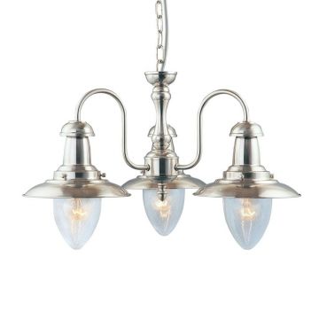 Candelabru 3 brate stil industrial vintage Fisherman II argintiu satinat