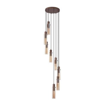Lustra moderna cu 8 pendule Sweden II moca, chihlimbar