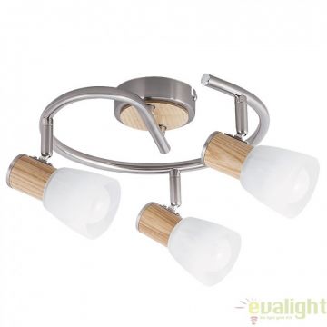 Lustra, Plafoniera cu 3 spoturi, finisaj crom/fag, diametru 25,5cm, Gavin 6488 RX