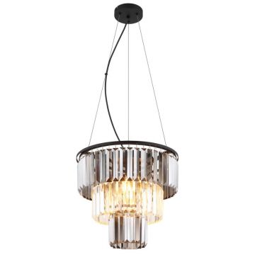 Lustra suspendata design modern NAXIS 3L negru/fumuriu