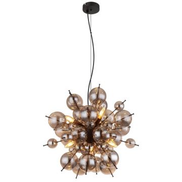Lustra suspendata design modern UDO 6L negru/fumuriu