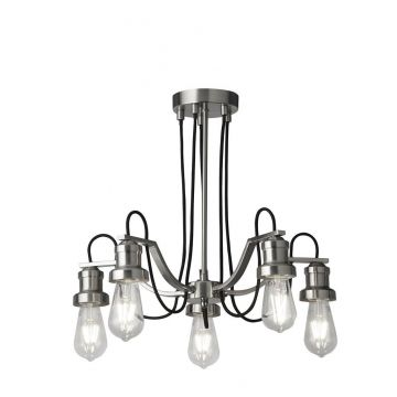 Lustra vintage stil industrial Olivia 5L argintiu satinat