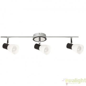Plafoniera cu 3 spoturi, design modern, finisaj negru/crom, Ati 5978 RX