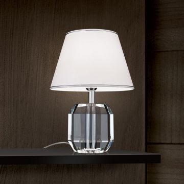 Veioza design lux cu cristal K9 ALEXIS alb/crom