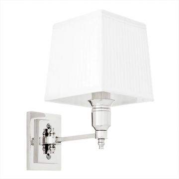 Aplica de perete moderna LUX, finisaj nickel cu abajur alb, Lexington Single 108634 HZ