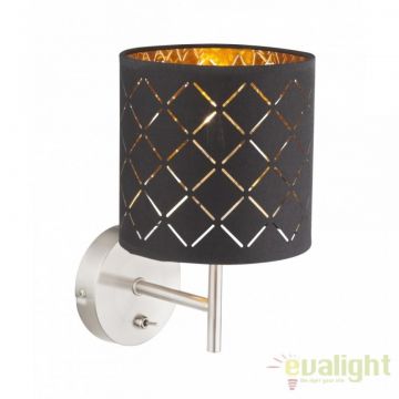 Aplica eleganta cu abajur din tesatura negru cu auriu, CLARKE 15229W GL