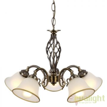 Candelabru clasic cu 5 brate, finisaj brass antique, Odin 60208-5 GL