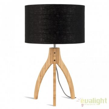 Lampa de masa cu trepied, realizata din materiale naturale, durabile si ecologice, Annapurna negru