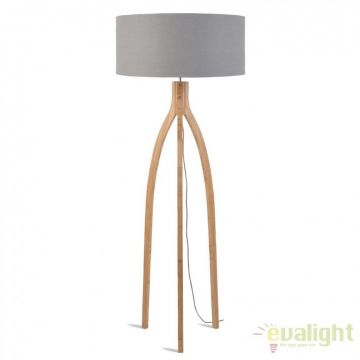 Lampadar cu trepied, realizat din materiale naturale, durabile si ecologice, Annapurna gri deschis