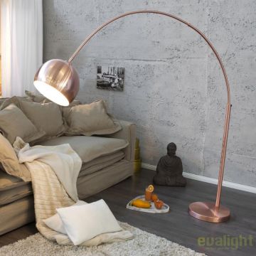 Lampadar inalt si elegant cu arc extensibil si abajur de 32cm, Big Bow cupru A-21599 VC
