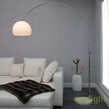 Lampadar inalt si elegant cu arc extensibil si abajur de 32cm, Big Bow II alb A-19694 VC