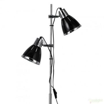 Lampadar, lampa de podea dubla, finisaj negru, ELVIS PT2 001197