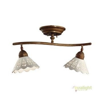 Plafonier rustic cu 2 brate fabricat manual Fiori di Pizzo 065.22.OC