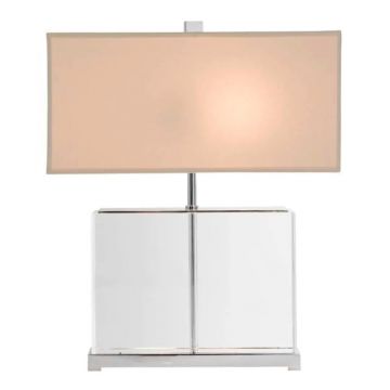 Veioza, lampa de masa, finisaj nickel, corp din sticla, H-44cm, Warwick Crystal 105564 HZ