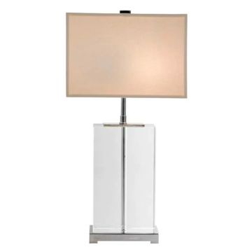 Veioza, lampa de masa, finisaj nickel, corp din sticla, H-49cm, Bridgefield Crystal 105565 HZ